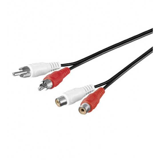 Chinch Kabel 2x Chinchstecker > 2x Chinchkupplung 10m Verlngerung