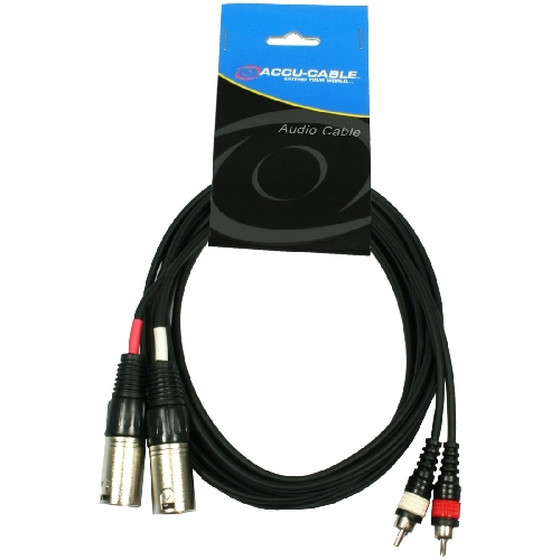 Accu Cable AC-2XM-2RM/3 - 2x XLR male to 2x RCA cinch male 3m