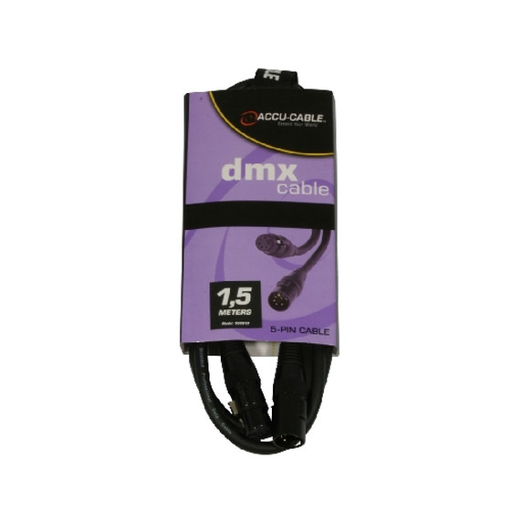 Accu Cable AC-DMX5/1,5 - 5 p. XLR m/5 p. XLR f 1,5m DMX/110ohm