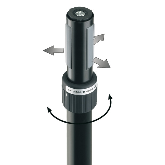 K&M 21340 Distanzrohr mit Kurbel und Ring Lock schwarz