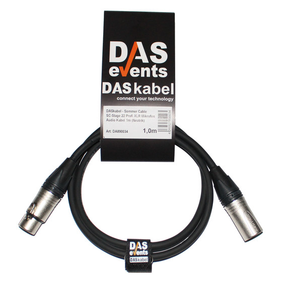 DASkabel - Sommer Cable SC-Stage 22 Profi XLR Mikrofon Audio Kabel 1m (Neutrik)