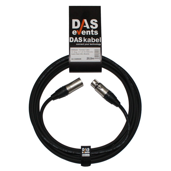 DASkabel - Sommer Cable SC-Stage 22 Profi XLR Mikrofon Audio Kabel 20m (Neutrik)