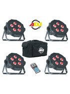 Bundle 4x ADJ Mega TRIPAR Profile PLUS RGB+UV 5x4-Watt inkl. Tasche und LED RC2