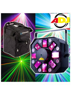 Bundle American DJ Stinger II (2)  triple Effekt 8x3Watt Flower UV-Strobe Laser  inkl. Tasche