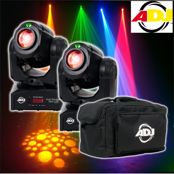 Bundle 2x American DJ Inno Pocket Spot LZR 12W LED + Laser Movinghead mit Tasche