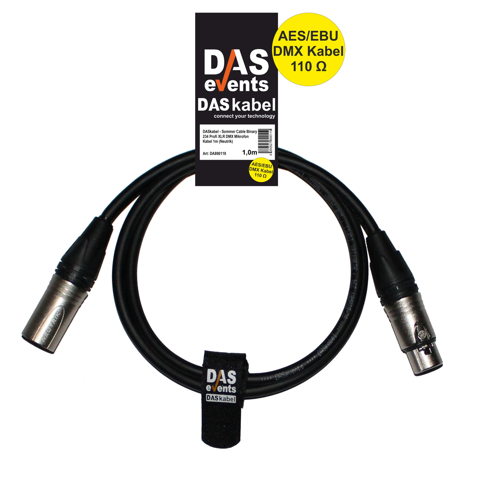Sommer Cable Binary 234 Profi XLR DMX Mikrofon Kabel 0,5m DASkabel Neutrik