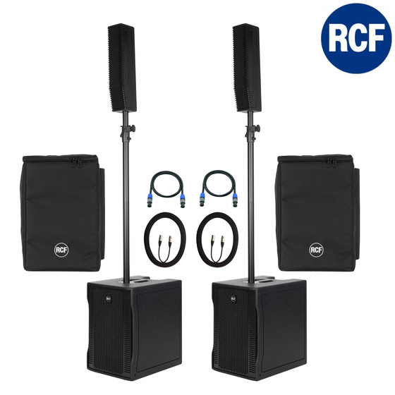 Bundle RCF 2x EVOX 8 V2 aktives PA System 1400 Watt inkl Cover + Kabel