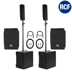 Bundle RCF 2x EVOX 8 "V2" aktives PA System 1400 Watt inkl Cover + Kabel