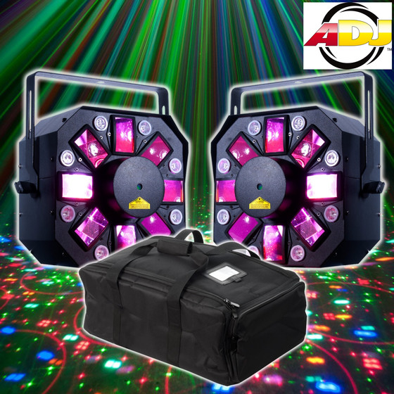 Bundle 2x American DJ Stinger II (2) 8x3Watt Flower UV-Strobe Laser  inkl. Tasche