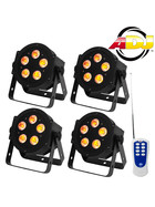 Bundle 4x American DJ 5P Hex LED Slim PAR Kanne 5x10Watt RGBAW+UV inkl Fernbedienung