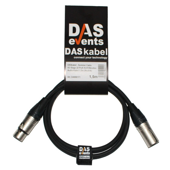DASkabel - Sommer Cable SC-Stage 22 Profi XLR Mikrofon Audio Kabel 1,5m (Neutrik)