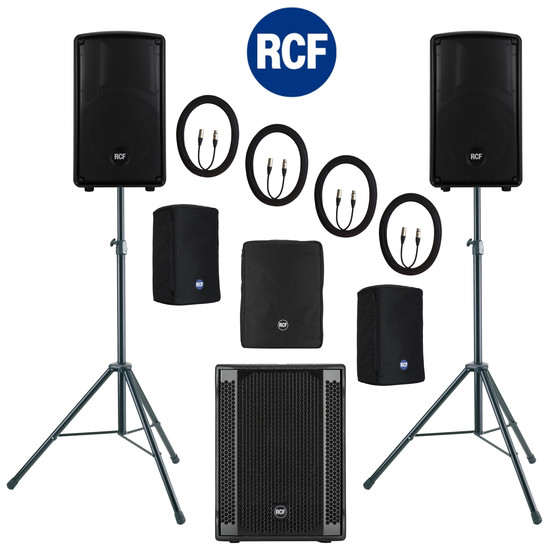 Bundle 1x RCF SUB 702-AS II Bass + 2x HD-10-A MKIV 3000 W K&M Stative Kabel Taschen