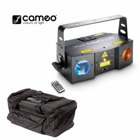 Bundle Cameo Storm FX 3in1 Lichteffekt Grating Laser Strobe Derby inkl IR Fernbedienung + Tasche
