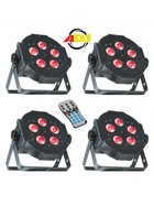 Bundle 4x ADJ Mega TRIPAR Profile PLUS RGB+UV 5x4-Watt und LED RC2 Fernb.