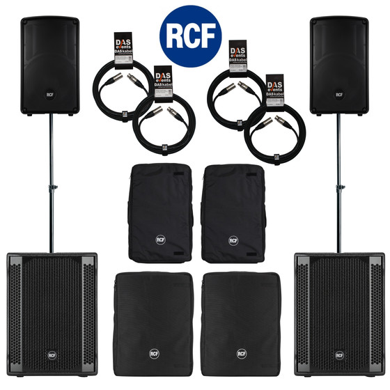 Bundle 2x RCF SUB 708-AS II Bass + 2x HD12-A MK4 5600 W Stative Kabel Taschen