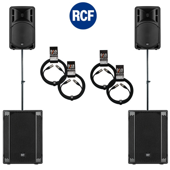 Bundle 2x RCF SUB 708-AS II Bass + 2x ART 312-A MK4 4400 W Stative Kabel