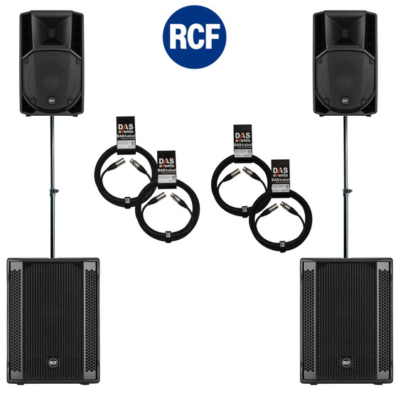 Bundle 2x RCF SUB 708-AS II Bass + 2x ART 712-A MK4 5600 W Stative Kabel