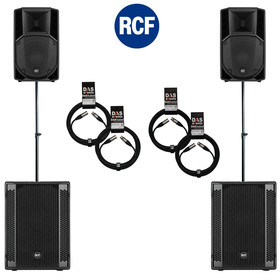 Bundle 2x RCF SUB 708-AS II Bass + 2x ART 715-A MK4 5600 W Stative Kabel