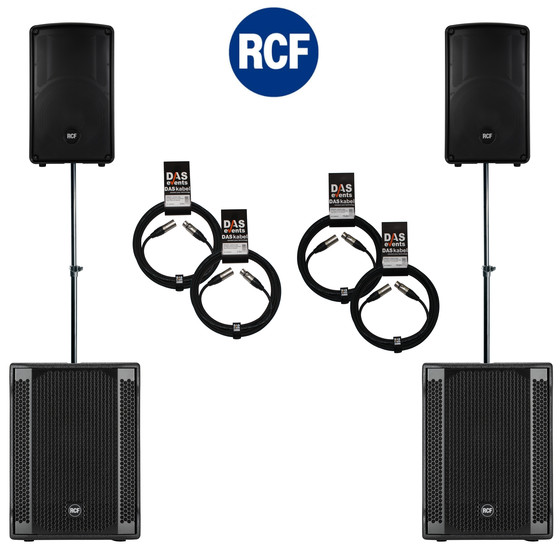 Bundle 2x RCF SUB 708-AS II Bass + 2x HD12-A MK4 5600 W Stative Kabel