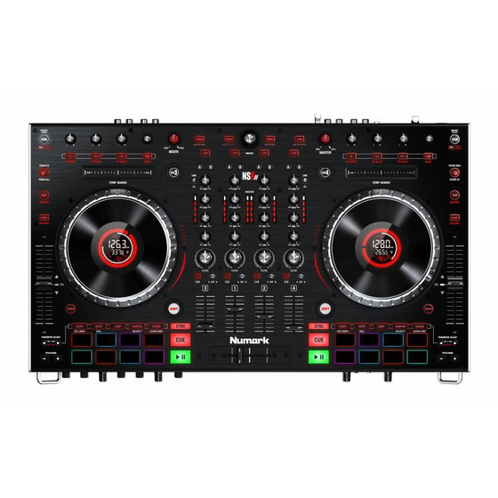 Numark NS6 II professioneller 4-Kanal DJ-Controller mit 2x USB und 2x Display