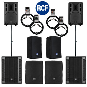 Bundle 2x RCF SUB 702-AS II Bass + 2x ART 310-A MK4 4400 W Stative Kabel Taschen