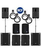 Bundle 2x RCF SUB 702-AS II Bass + 2x ART 310-A MK4 4400 W Stative Kabel Taschen