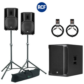 Bundle RCF SUB 905-AS II Bass + 2x ART 710-A MK4 5000 W K&M Stative Set + Kabel