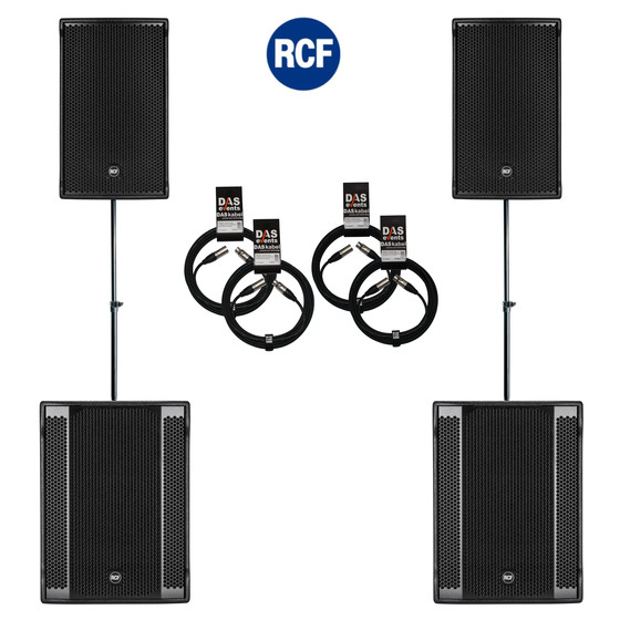 Bundle 2x RCF SUB 905-AS II Bass + 2x NX 32-A 7200 W K&M Distanz + Kabel