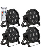 Bundle 4x Involight SlimPAR766 LED Par 7x 6W 6in1 RGBWA+UV LEDs, 25 IR-Remote