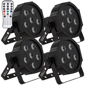 Bundle 4x Involight SlimPAR644 LED Par mit 6x 4W 4in1 RGB/UV LEDs, 25 IR-Remote