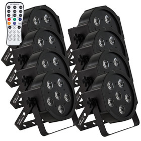 Bundle 8x Involight SlimPAR644 LED Par mit 6x 4W 4in1 RGB/UV LEDs, 25 IR-Remote