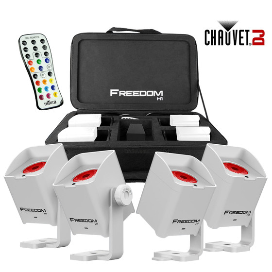 Chauvet DJ Freedom H1 PAR PACK Wei 4x Stk. Akku RGBAW+UV D-Fi Transceiver, Multi Charger, IRC-6, Softcase