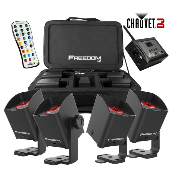 Chauvet DJ Freedom H1 PAR PACK 4x Stk. Akku RGBAW+UV inkl. D-Fi Hub 2,4GHz