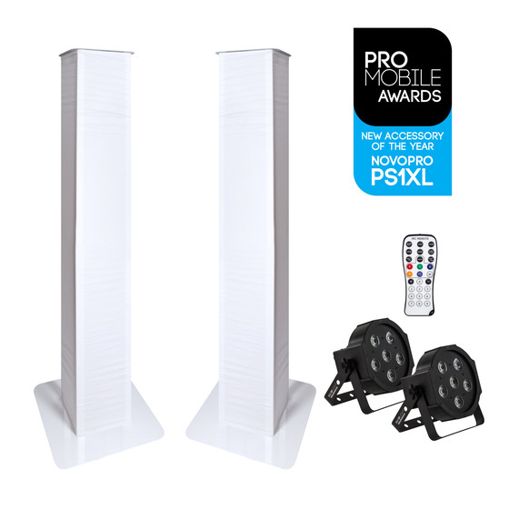 Bundle 2x Novopro PS1XL höhenverstellbares Podest mit Bags & 2xScrims + LED Strahler