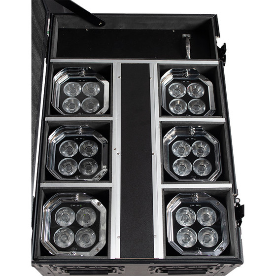 ADJ Mirage Q6 Pak Metallgehuse Chromefarben Wifly DMX Akku Par 4 x 10-Watt LEDs RGBA