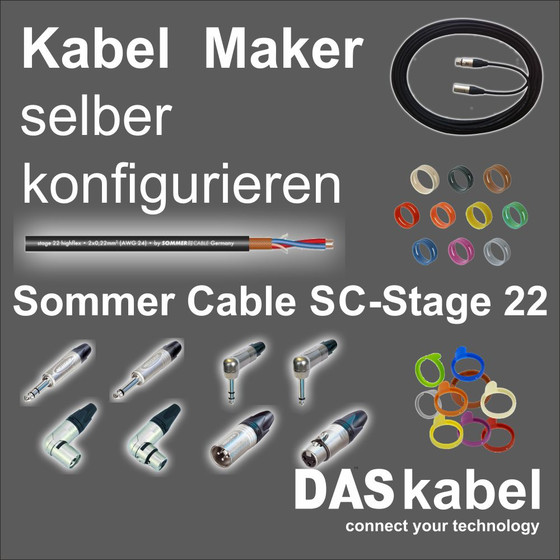 DASkabel KundenKonfi Sommer Cable SC-Stage 22 - 20m (Neutrik NP2RX Klinke 6,3 Mono 90 (Neutrik NP2RX Klinke 6,3 Mono 90 Ringe wei